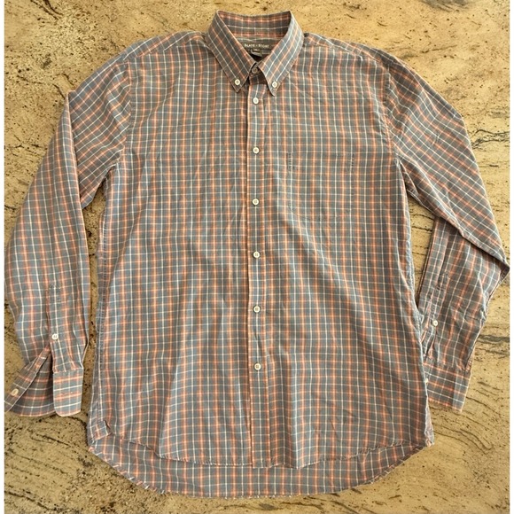 Slate & Stone Blue and Pink Plaid Button Down Shirt Men's XL Long Sleeve - Picture 1 of 7